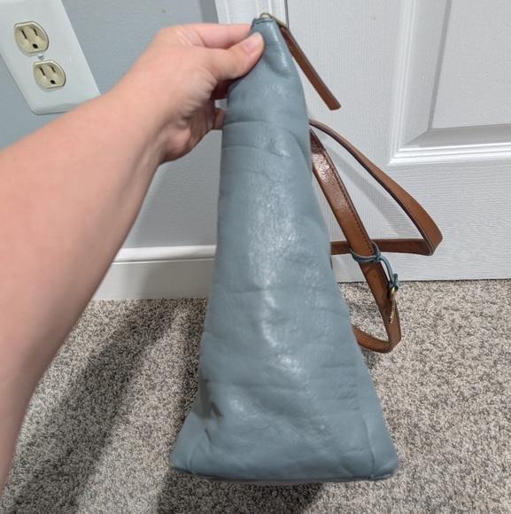 Fossil Blue Gray Fiona Tote with Brown Accents - Picture 7 of 14